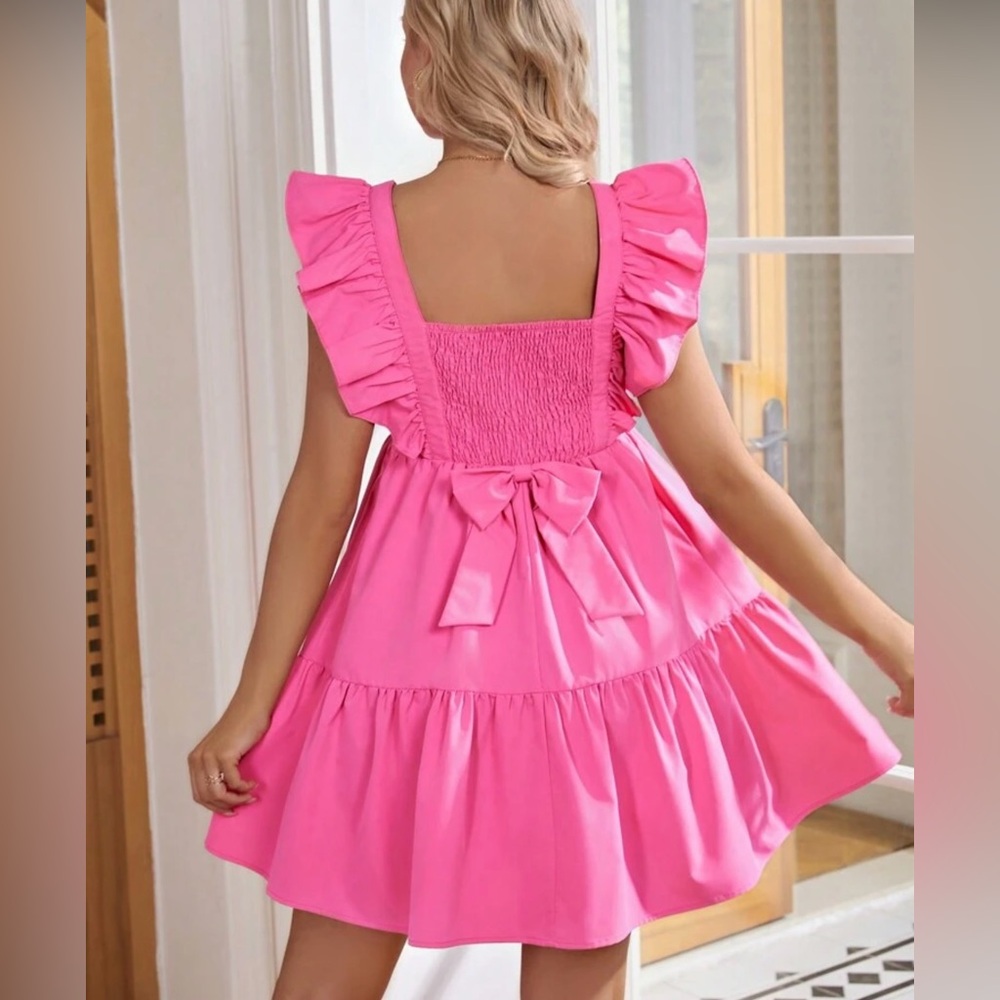 SHEIN Pink Ruffled Tiered Maternity Dress - Picture 2 of 13